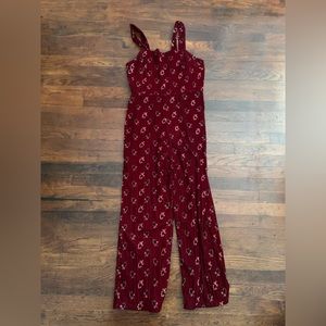 Maroon velvet obey jumpsuit